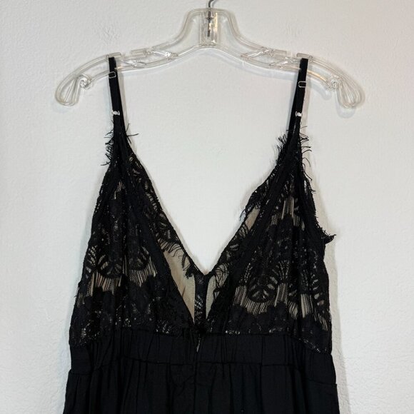 Black Mini Dress Lace Spaghetti Strap Size Small - Picture 4 of 9